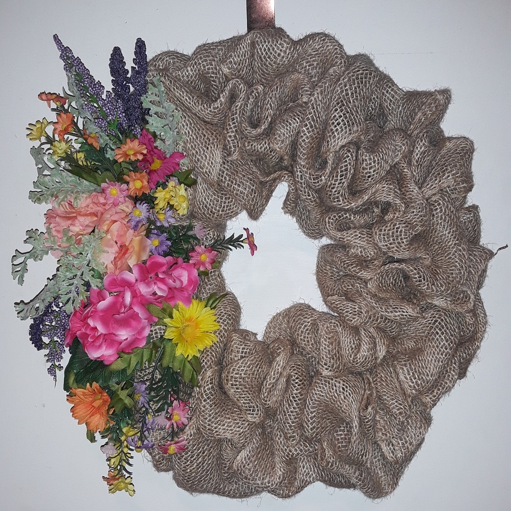 Handmade Burlap Spring Wreath